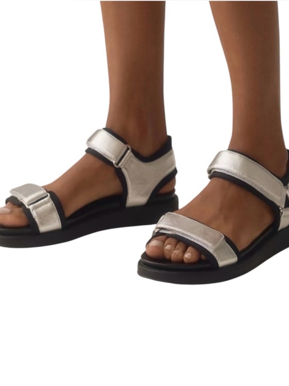 Silent D Rachel sporty silver strap sandals NWB